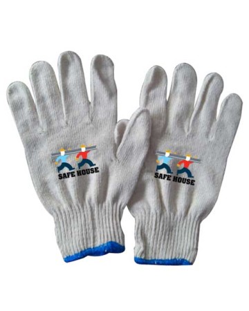 Cotton Knitted Safety Gloves  with Your Logo Printed